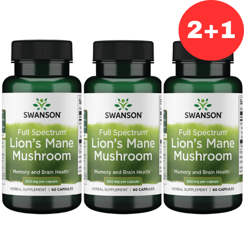 2+1 Swanson Lion's Mane Mushroom 500mg 60 caps promotion