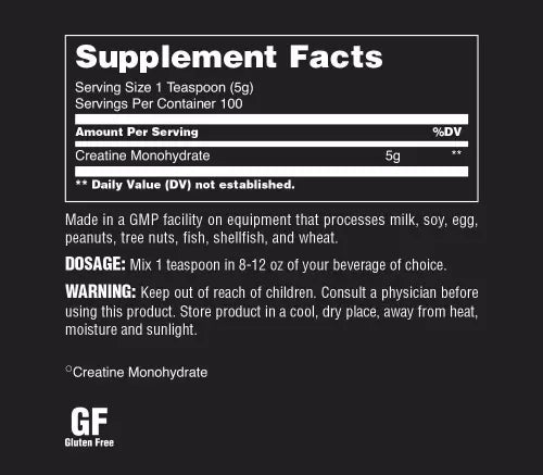 Composition of Universal Animal Creatine Powder Unflavored 500g
