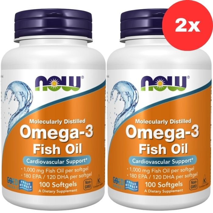 2x NOW toidud Molekulaarselt destilleeritud Omega-3 100 pehmed geelid