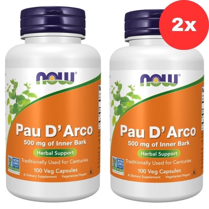 2x NOW Foods Pau D'Arco 500mg 100kapslit
