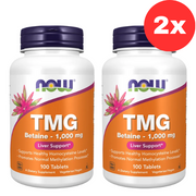 2x NOW Foods TMG (trimetüülglütsiin), 1000 mg - 100 tabletti