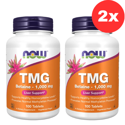 2x NOW Foods TMG (trimetüülglütsiin), 1000 mg - 100 tabletti