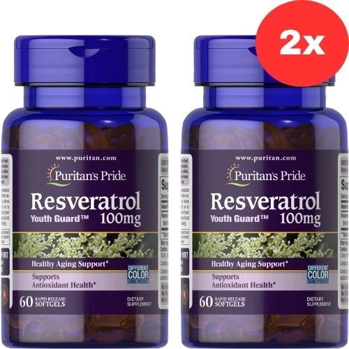 2x Puritan's Pride Resveratrool 100 mg 60 kiiresti vabastavat pehmet geeli
