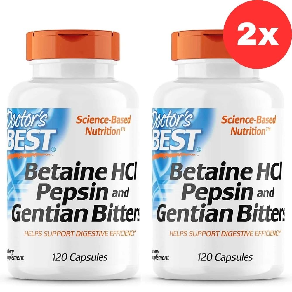 2xDoctor's Best Betaine HCl Pepsiin & Gentian Bitters – 120 korki