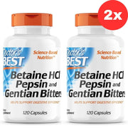 2xDoctor's Best Betaine HCl Pepsiin & Gentian Bitters – 120 korki