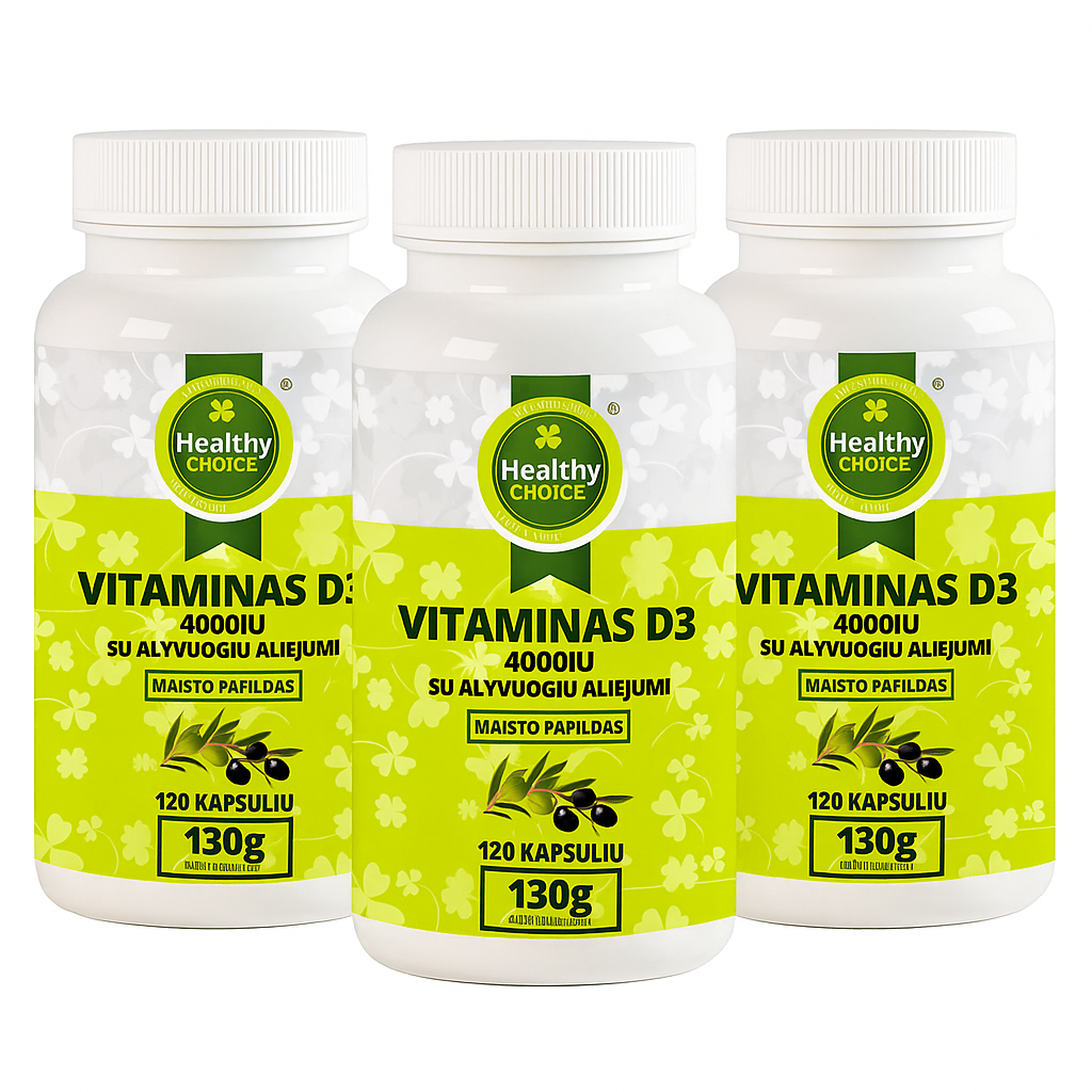 3x Healthy Choice D3-vitamiini 4000IU 120 kapslit