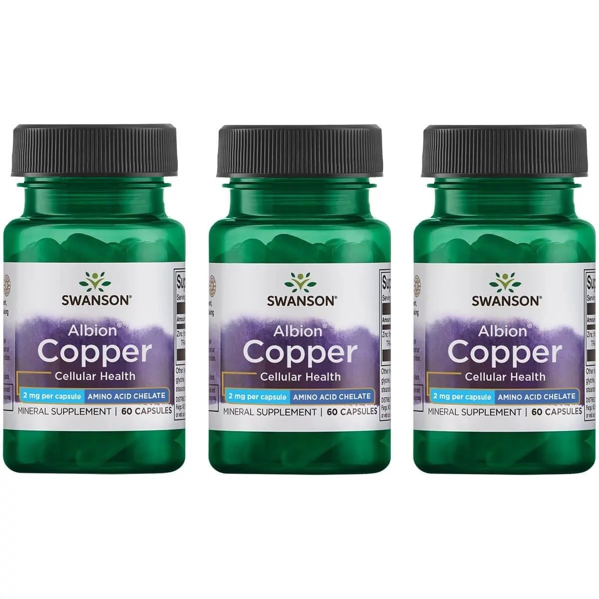 3x Swanson Albion Chelated Copper 2mg 60 caps price promotion