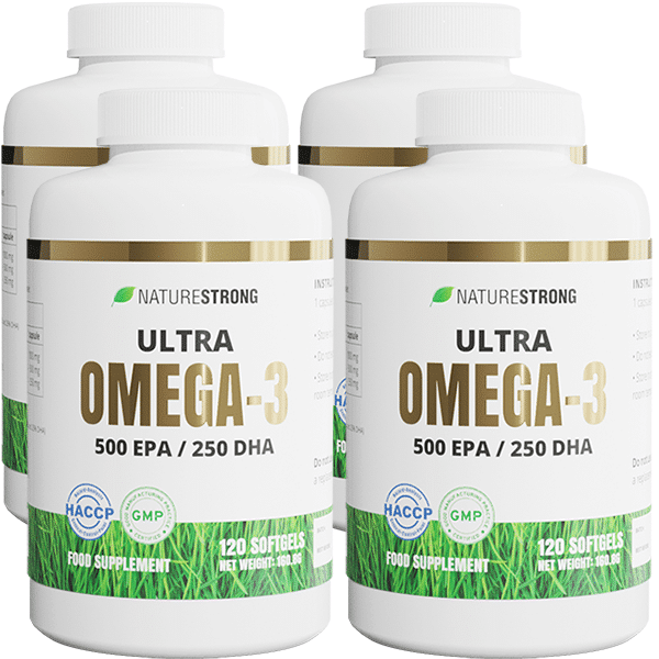 4x Naturestrong Ultra Omega-3 500 EPA - 250 DHA 120 Softgels hinnapakkumine