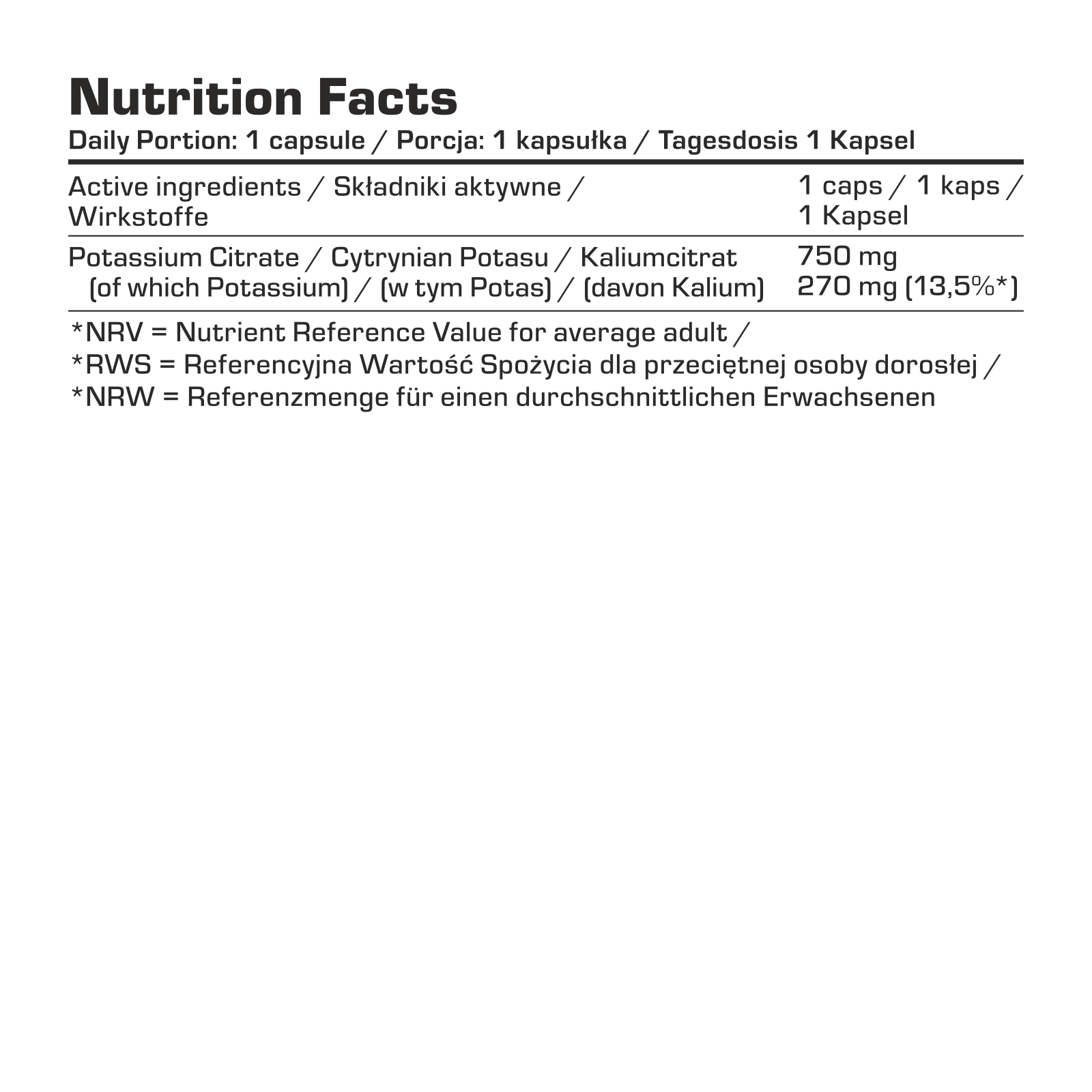7Nutrition Potassium Citrate – 120 Vegan Capsules