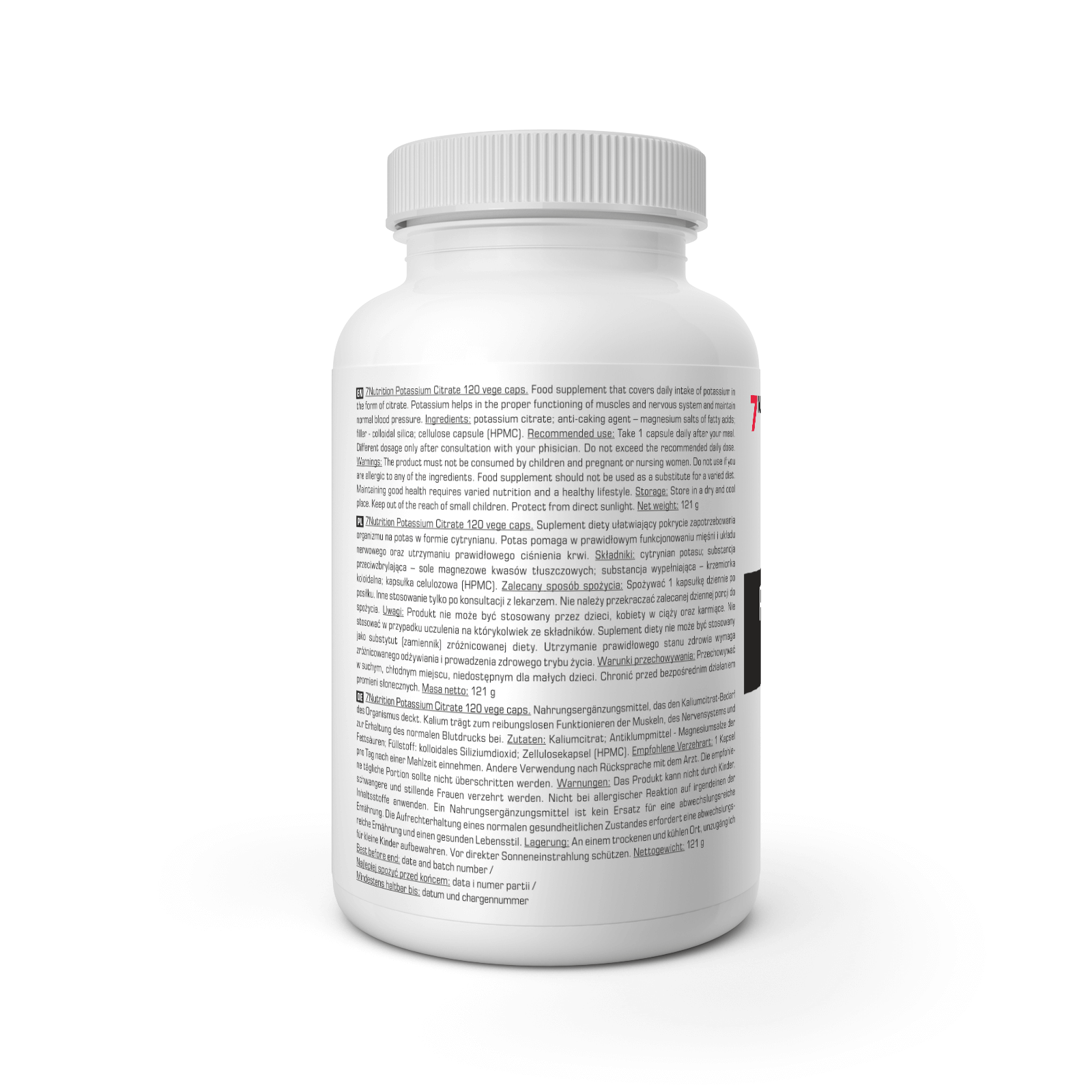 7Nutrition Potassium Citrate – 120 Vegan Capsules