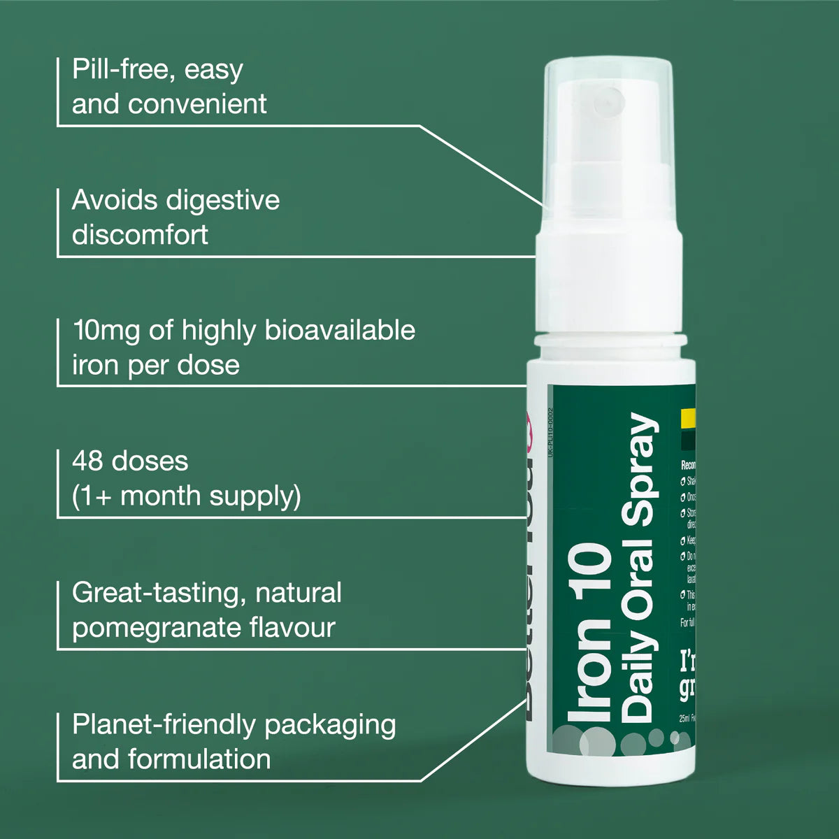 Use of BetterYou Iron Daily Oral Spray 10mg 25ml