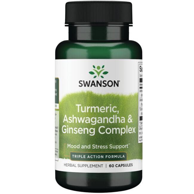 Swanson Full Spectrum kurkum, ashwagandha ja ženšenni kompleks 60 kapslit