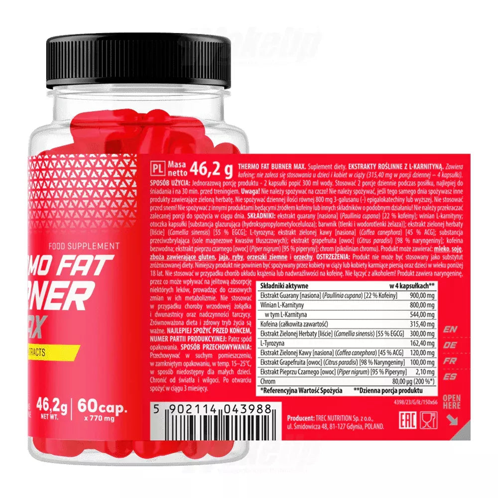 Trec Thermo Fat Burner Max 60 caps etikett