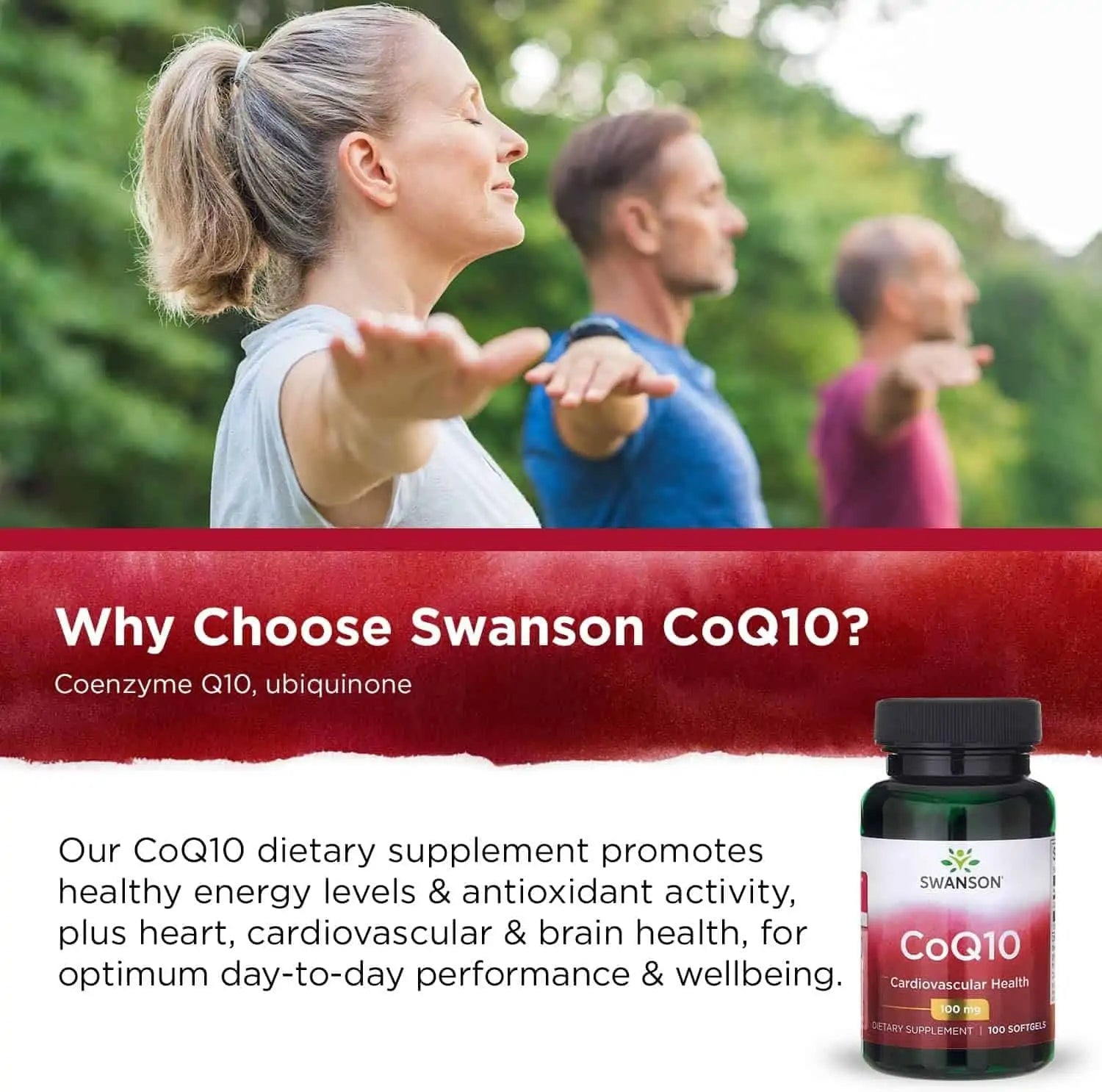 Swanson CoQ10 100mg 100 softgels bänner