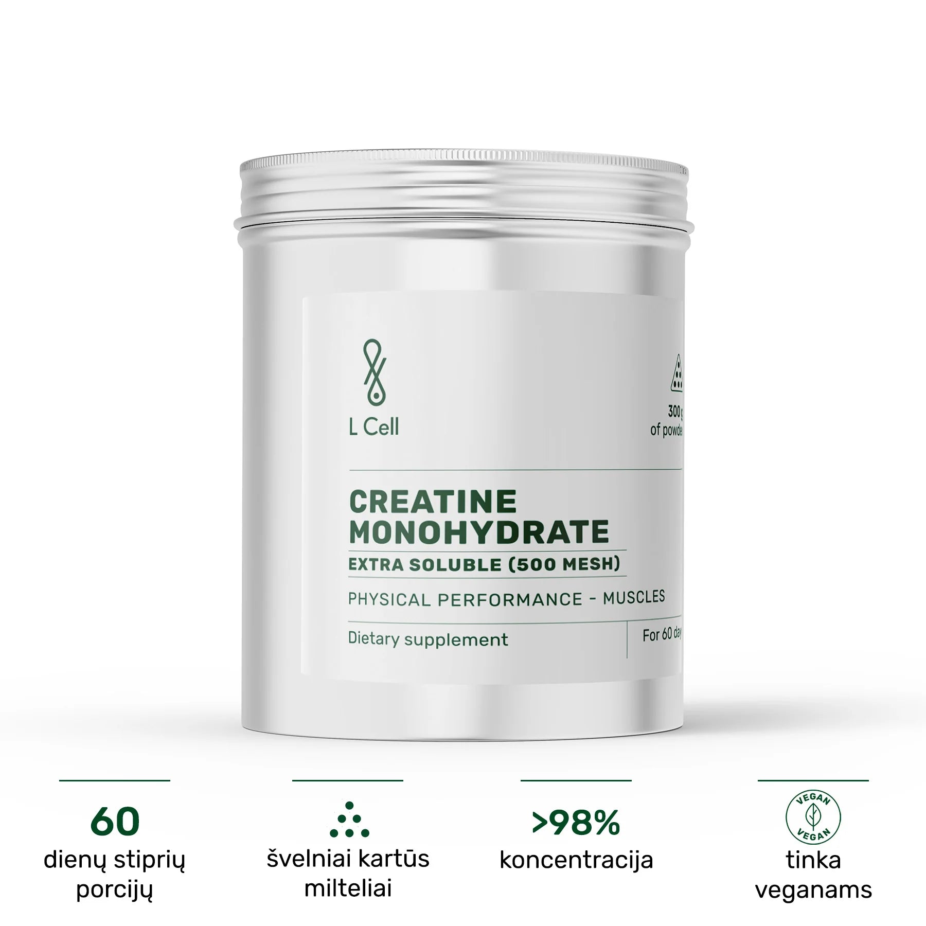 Creatine MonohydrateExtra Soluable (500 mesh) pulber 300g