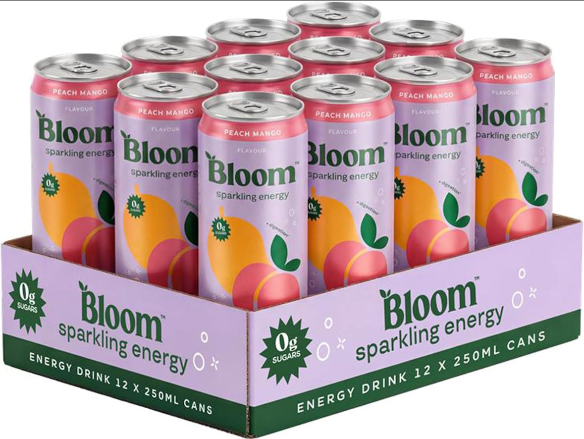 Bloom Sparkling Energy Peach Mango, 250 ml