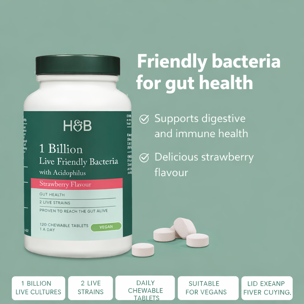 H&amp;B Good Bacteria with Strawberry Flavor – 120 Chewable Tablets
