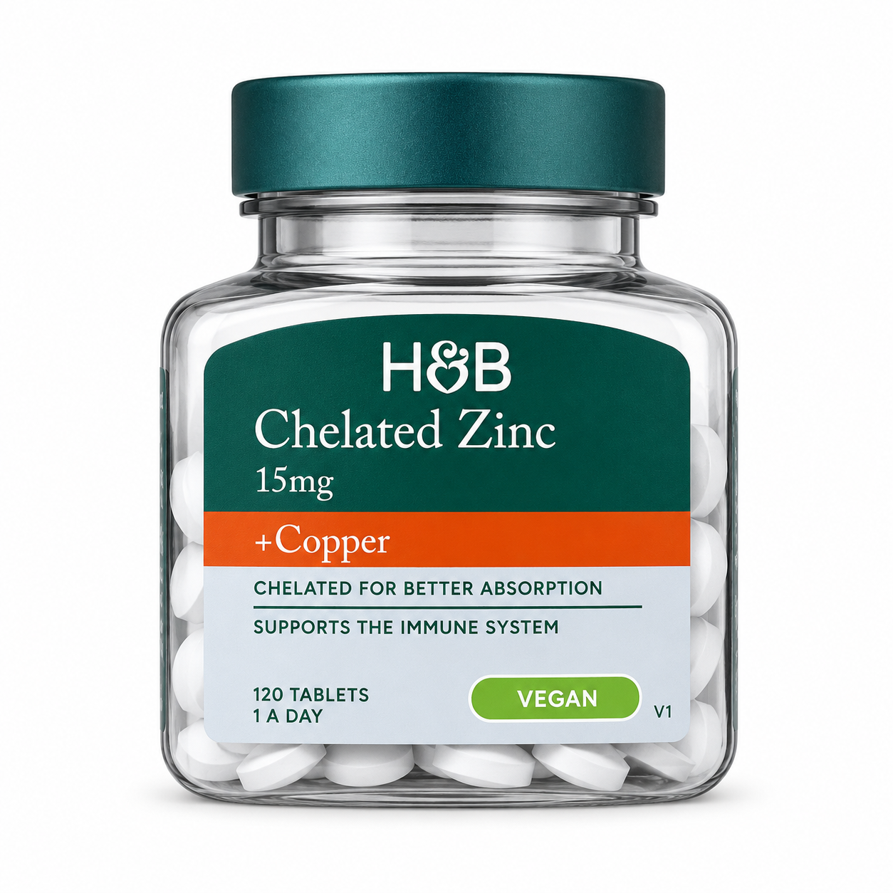 Holland & Barrett Chelated Zinc + Copper, 15 mg – 120 Tablets