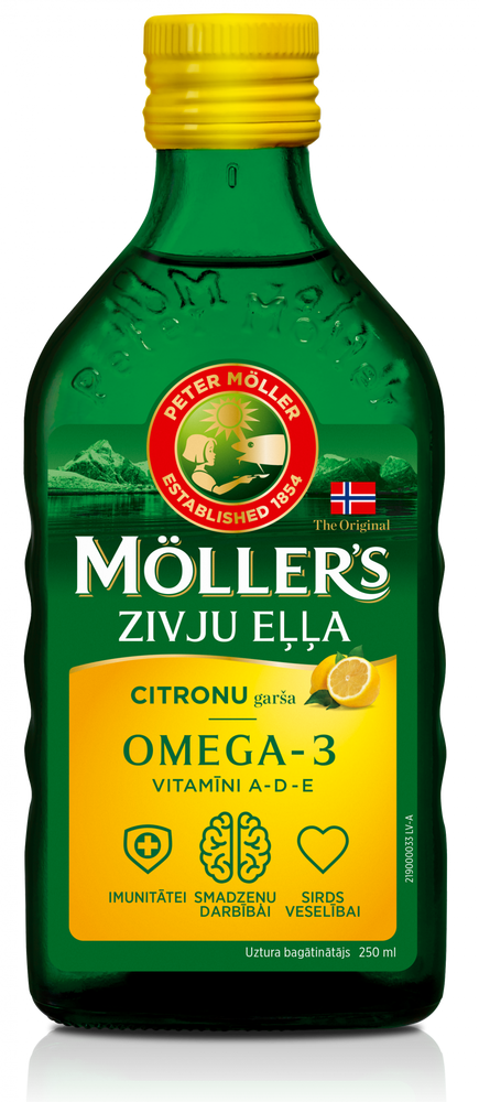 MÖLLER’S Omega-3 Fish Oil Lemon Flavor, 250 ml