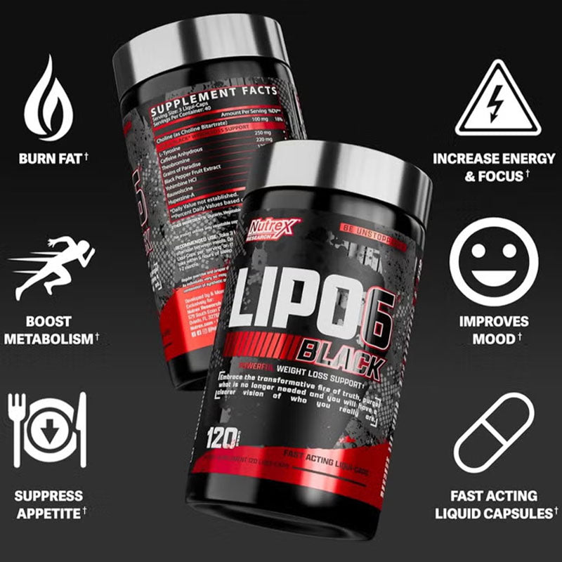 Nutrex Lipo-6 BLACK Weight Loss Support 120 vedelat korki