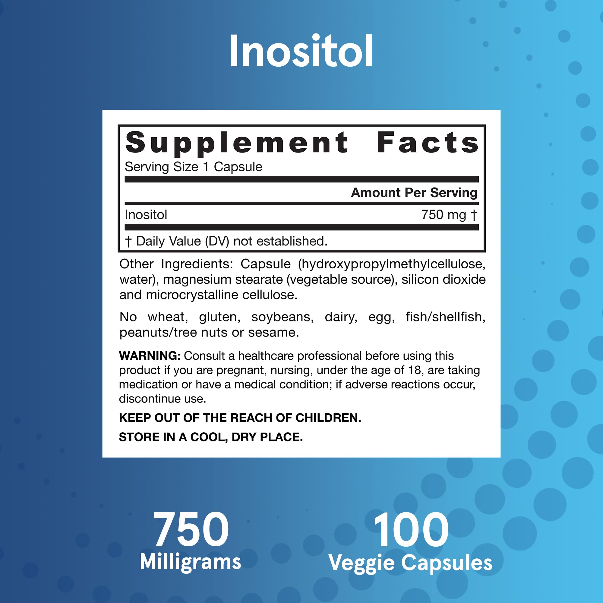 Jarrow Formulas Inositol 750 mg - 100 Capsules