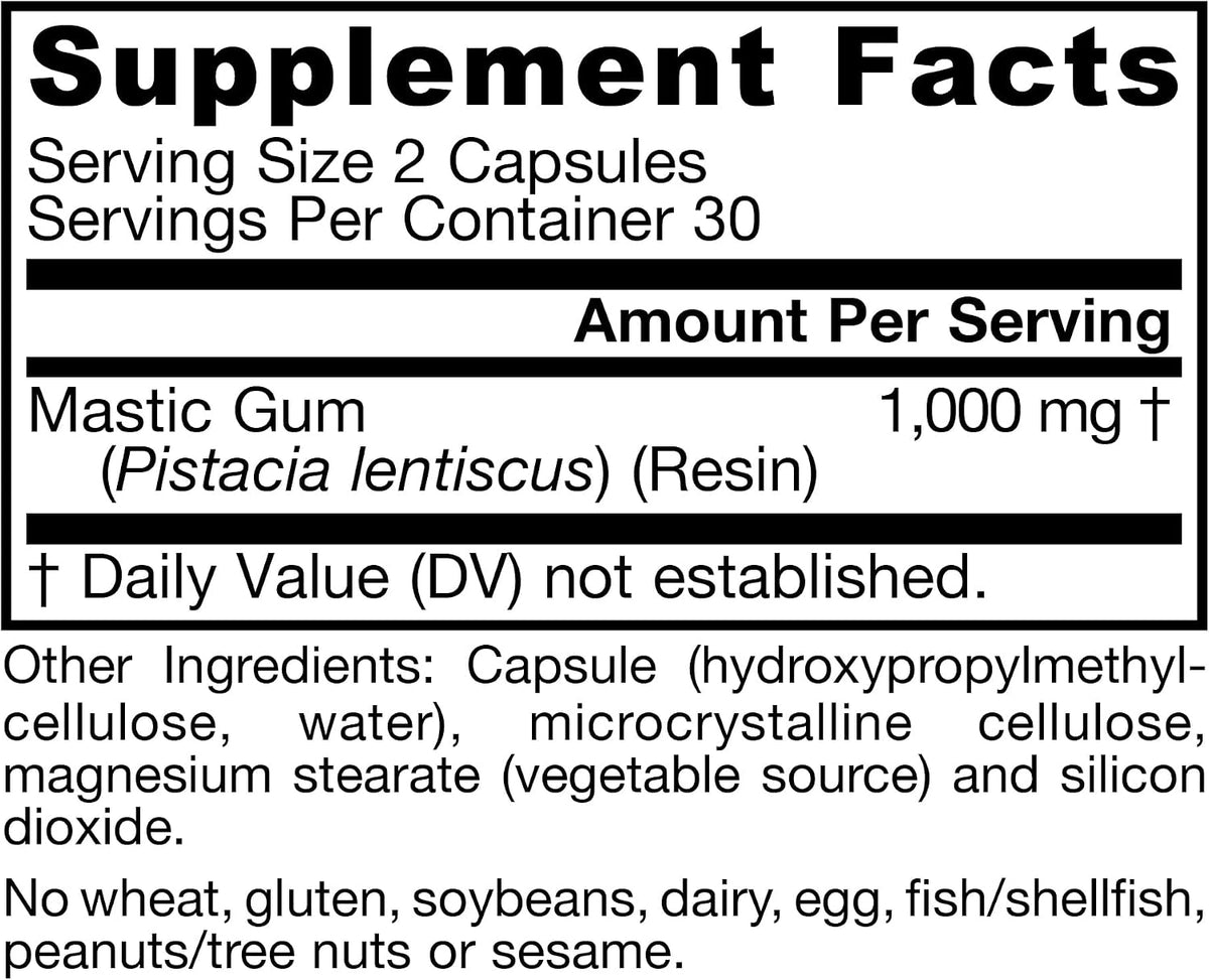Jarrow Formulas Mastic Gum 1000 mg, 60 veg. kapsulių