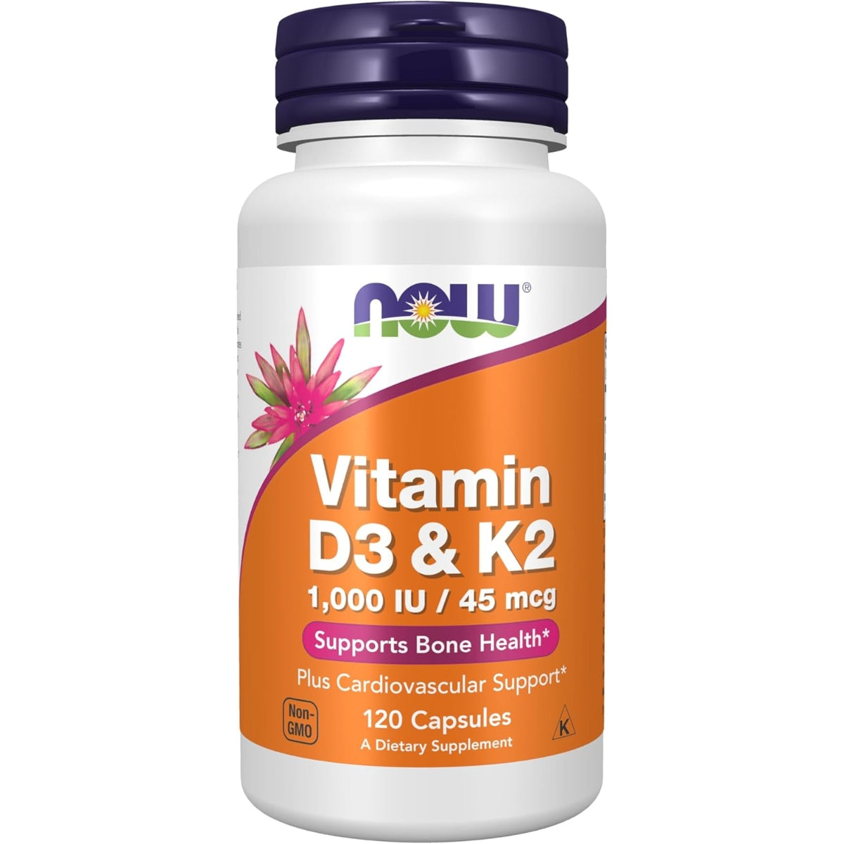 NOW Foods Vitamin D-3 & K-2 – 120 Capsules
