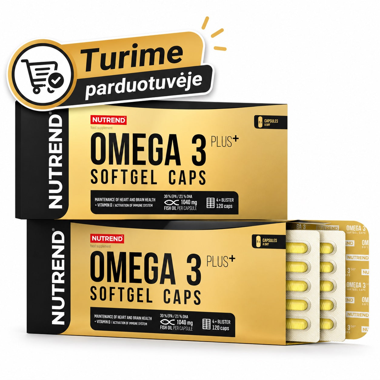 Nutrend Omega 3 Plus Softgel Caps, 120 korki, ilma maitseta