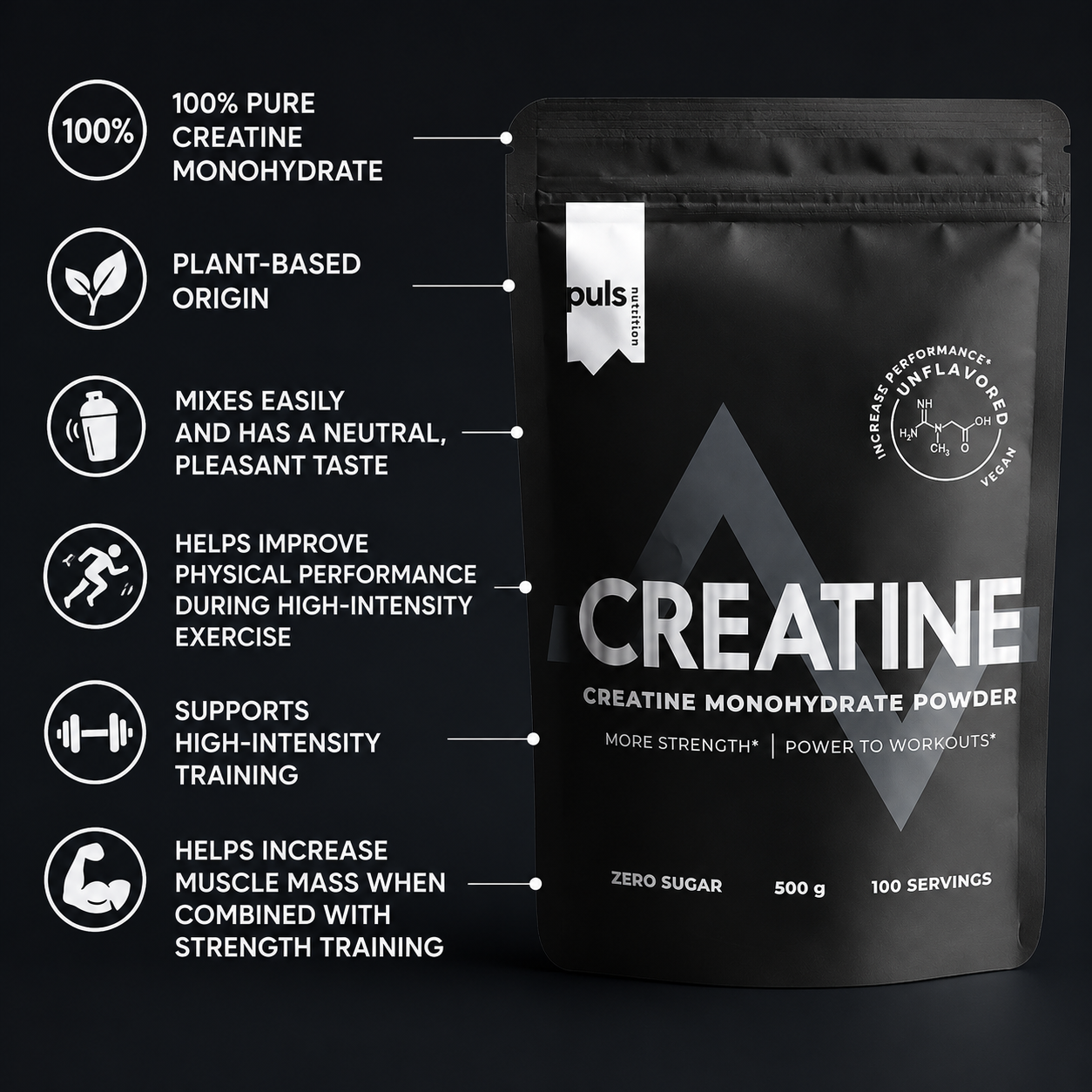 PULS Nutrition Kreatiin Monohüdraat 500g