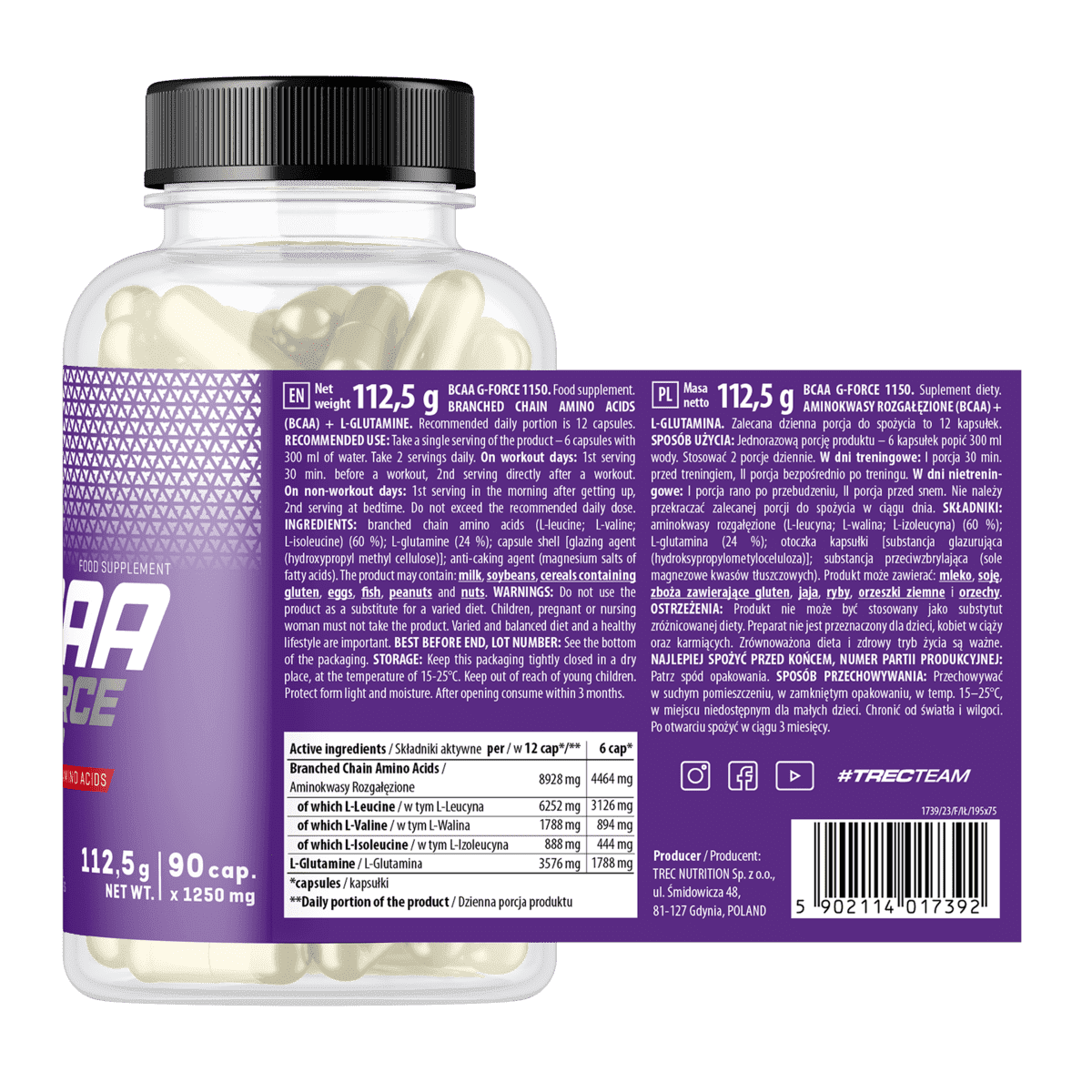 Trec BCAA G-FORCE 1150 – 90/180 korgid.