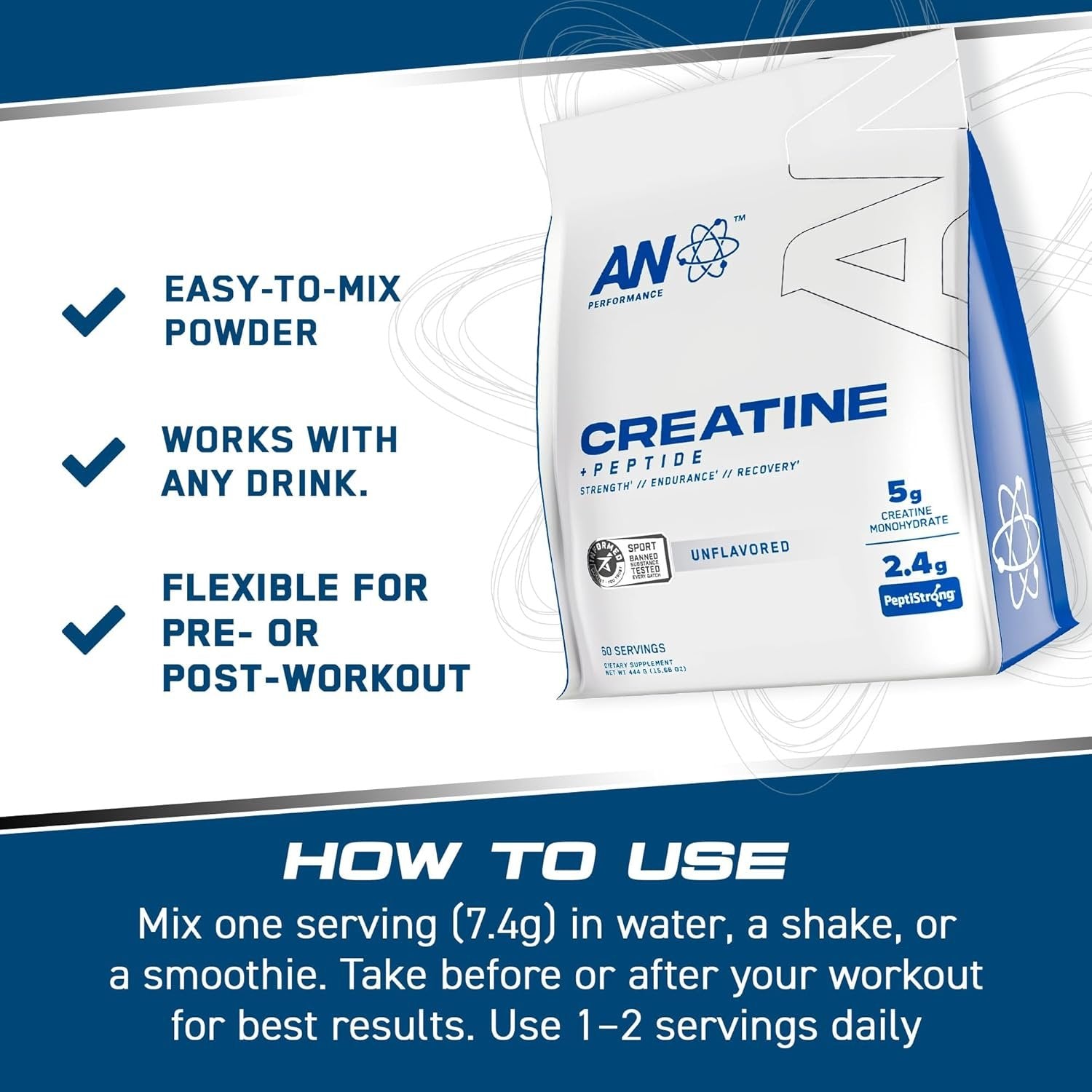 Applied Nutrition Creatine Monohydrate + Peptide - 444 grams serving