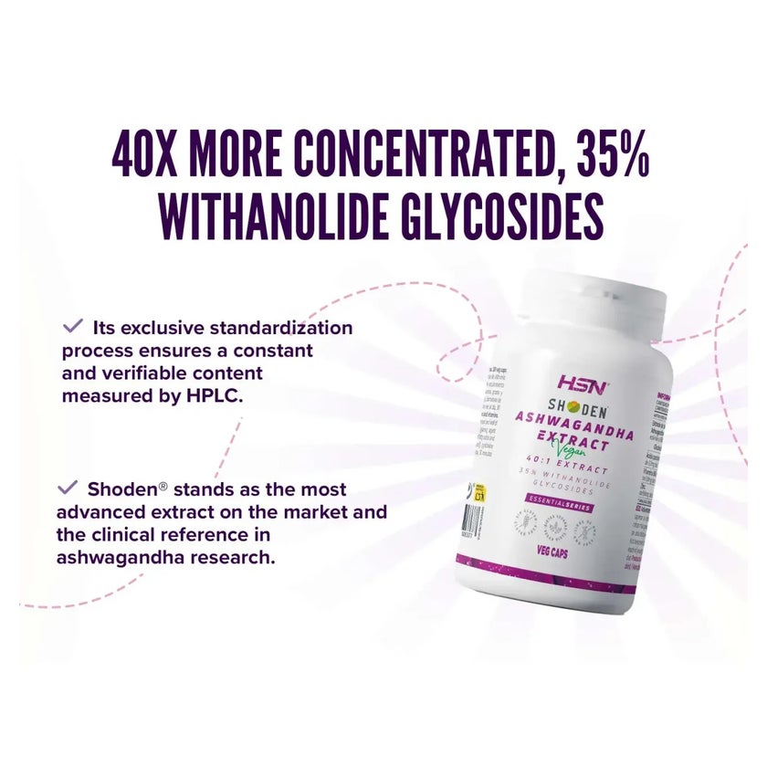 HSN Ashwagandha Extract Shoden® 40:1 – 60 Vegan Capsules
