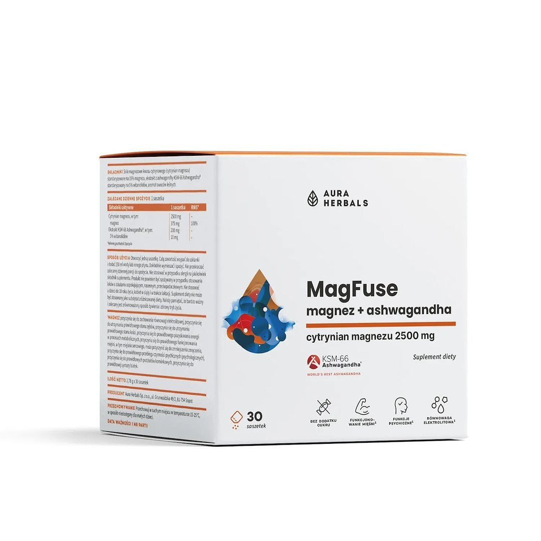 Aura Herbals MagFuse – magneesium + ashwagandha (30 kotikest)