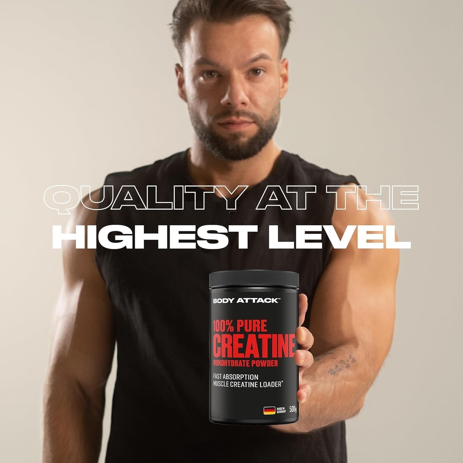 BODY ATTACK 100% puhas kreatiin - 500g - Looduslik bänner