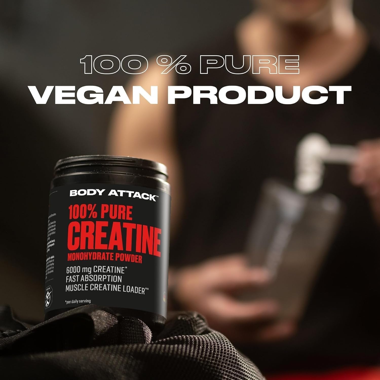 BODY ATTACK 100% puhas kreatiin – 500g – looduslik, vegan