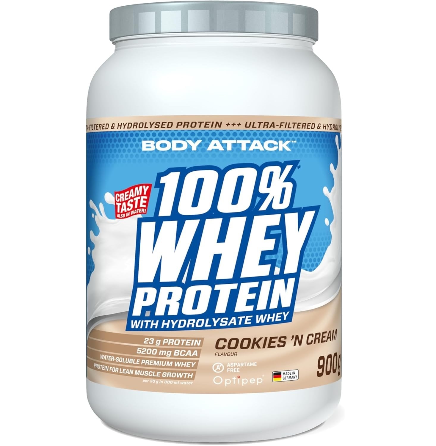 Body Attack 100% Whey Protein - 900g - Küpsised Cream hind