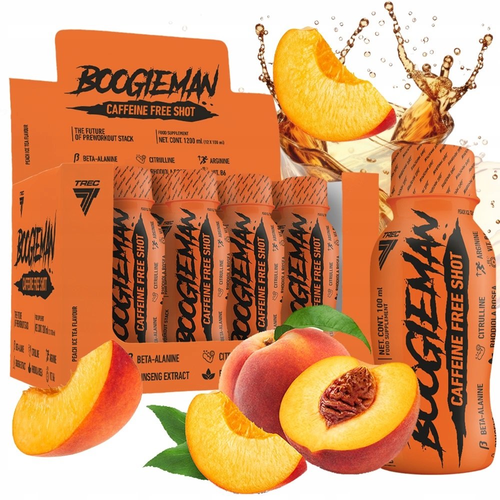 BOOGIEMAN SHOT KOFEEINIVABA 100 ml JÄÄTEE PEACH Baneis