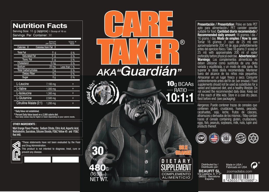 CARETAKER BCAAs 1011 – 30 SERVING composition