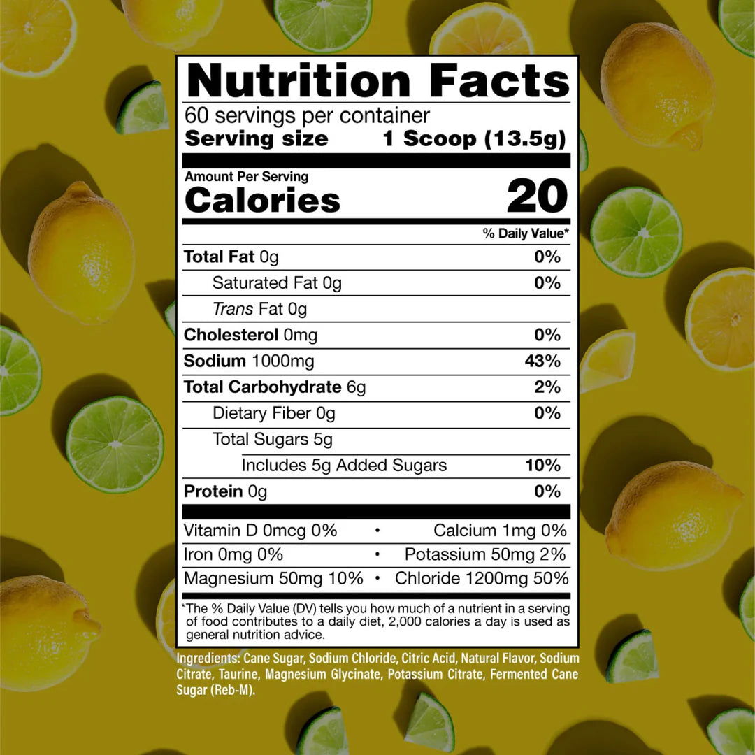 Raw Nutrition Replenish Tub, Lemon Lime - 810 grams composition
