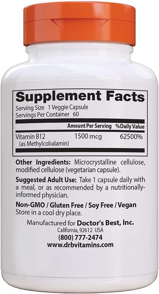 Doctor's Best Fully Active B12 1500 mcg 60 caps koostis