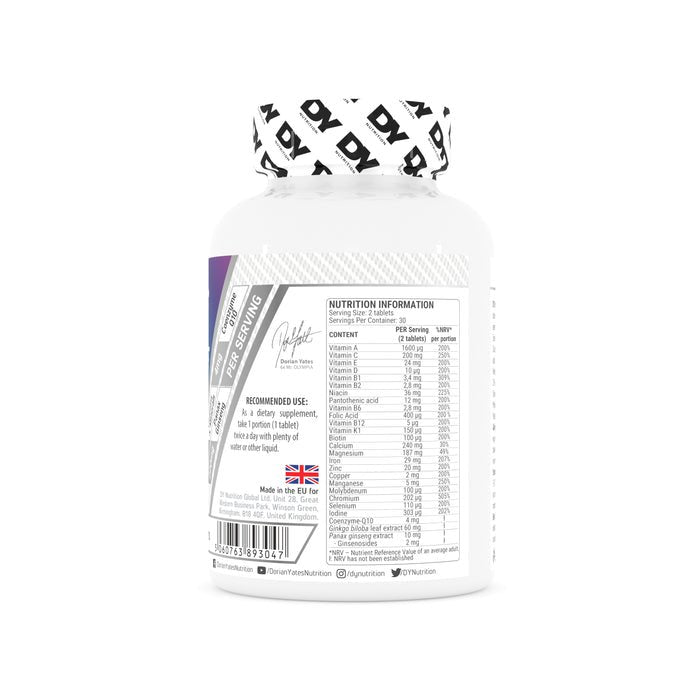 Dorian Yates Nutrition multivitamiinikompleks, 60 tabletti. koostis