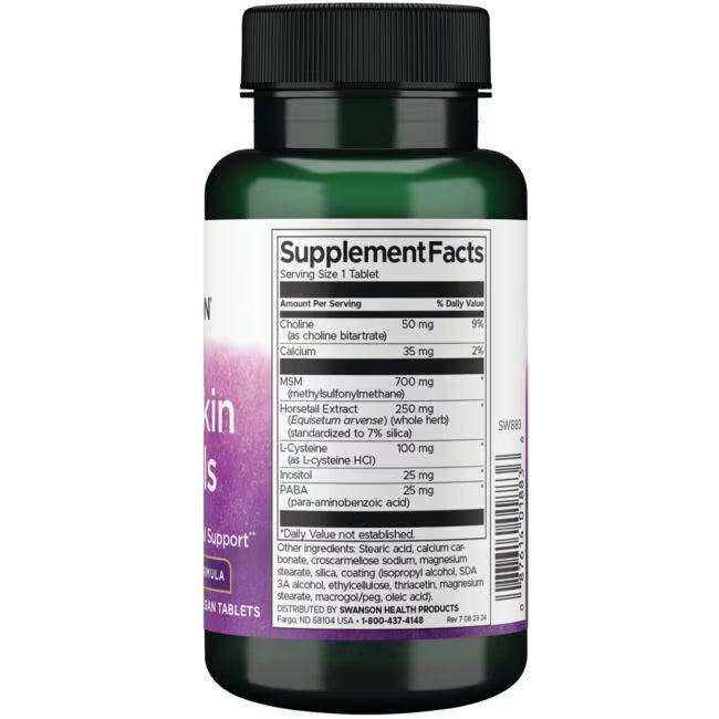Composition of Swanson Hair Skin Nails 60 tabs