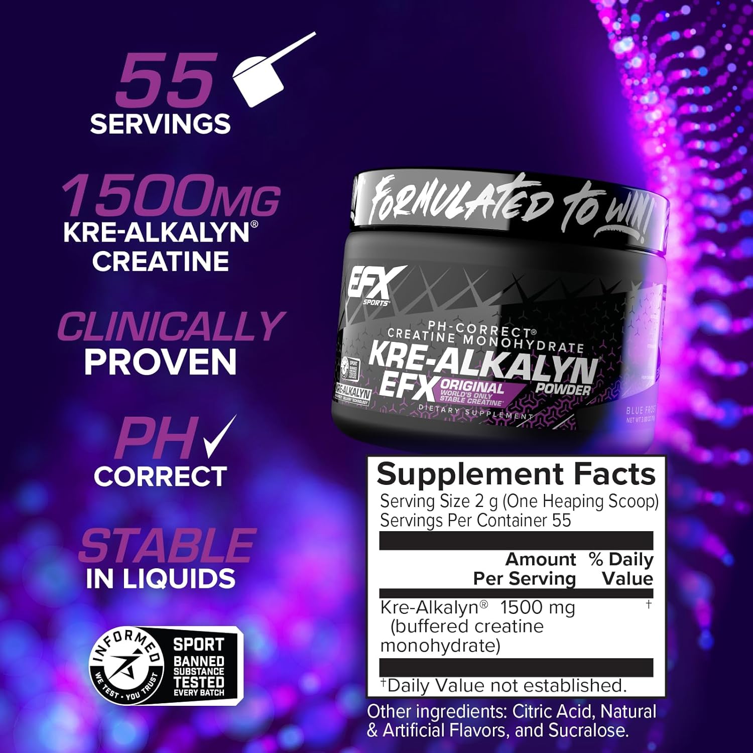 EFX Sports Kre-Alkalyn Powder, Flavored - 110 grams facts