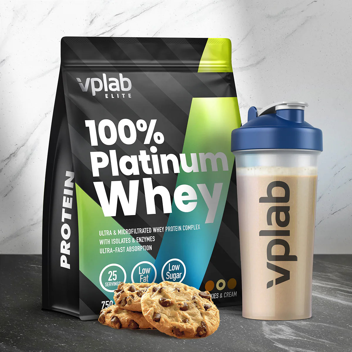 Vplab 100% Platinum Whey 750g bänner