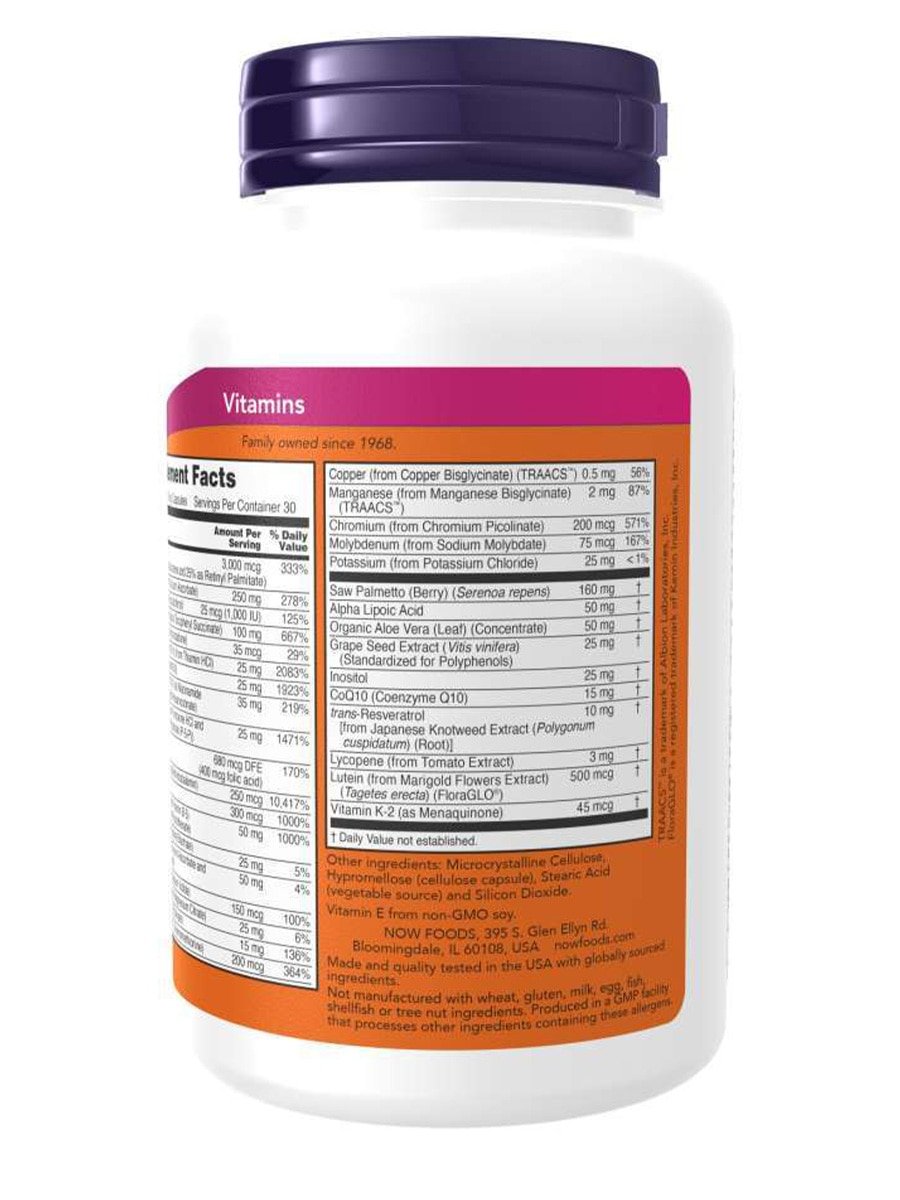 NOW Foods ADAM Multi-Vitamin for Men - 90 vcaps composition