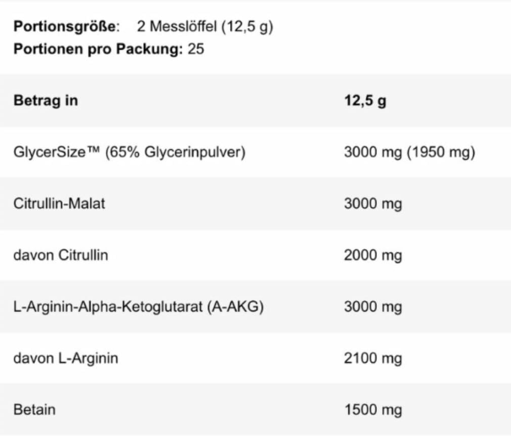 FA Levrone On Stage Pump 313g litši koostis