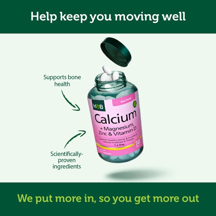 Holland & Barrett Calcium + Magnesium, Zinc & Vitamin D – 120 tablets. banner