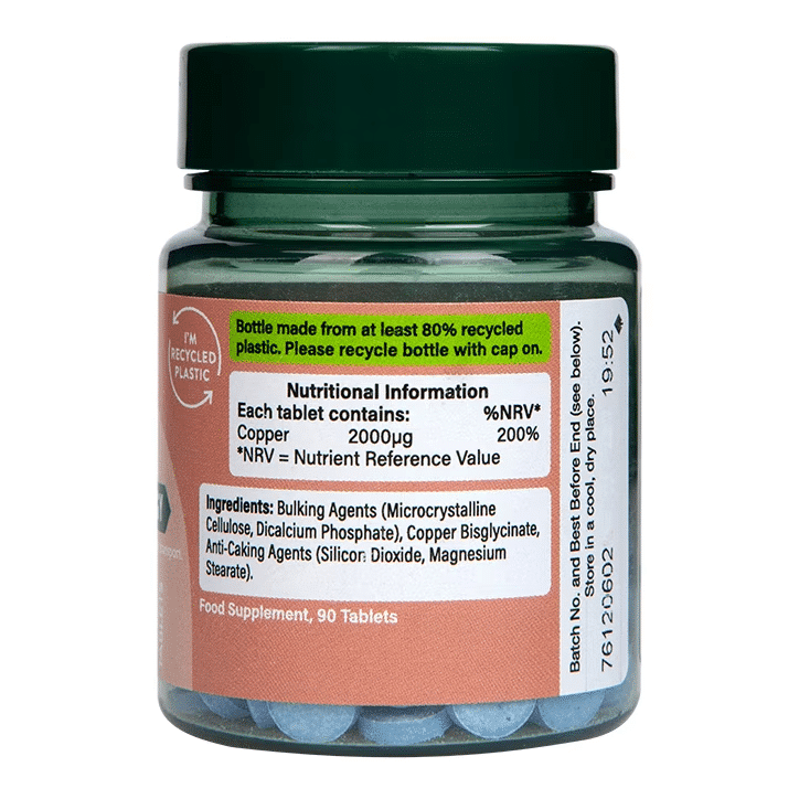 Holland & Barrett Chelated Copper 2mg 100 tablets composition