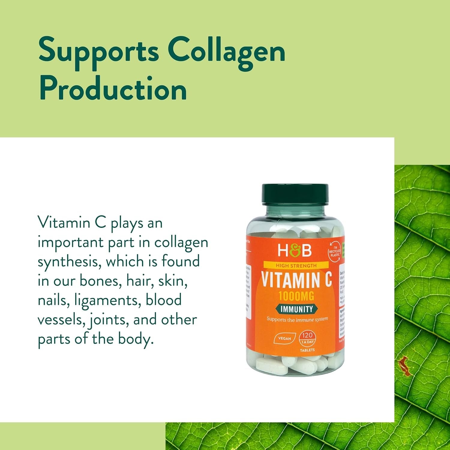 Holland & Barrett ülitugev C-vitamiin – 1000 mg – 120 vegan tabletti odavalt