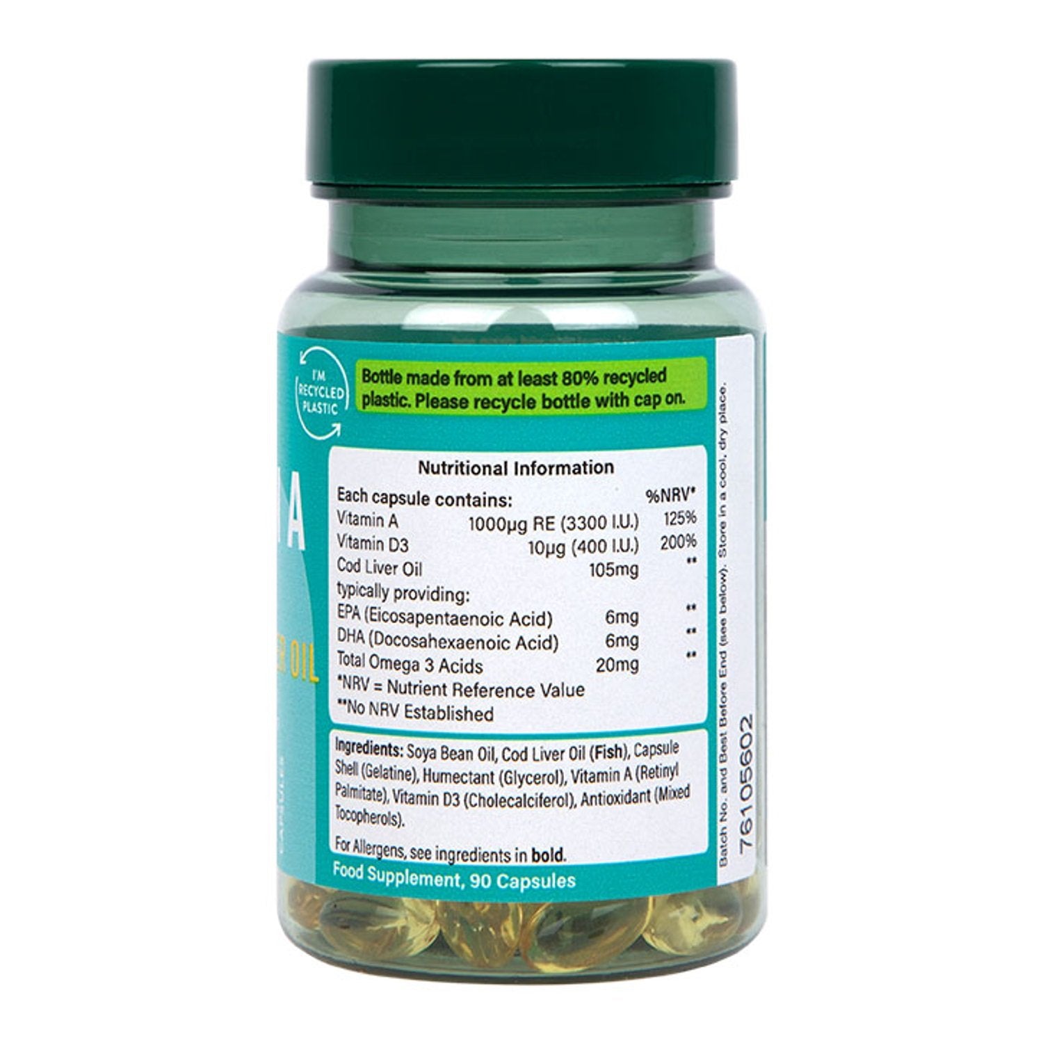 Holland & Barrett Vitamin A 3300 IU - 90 caps composition